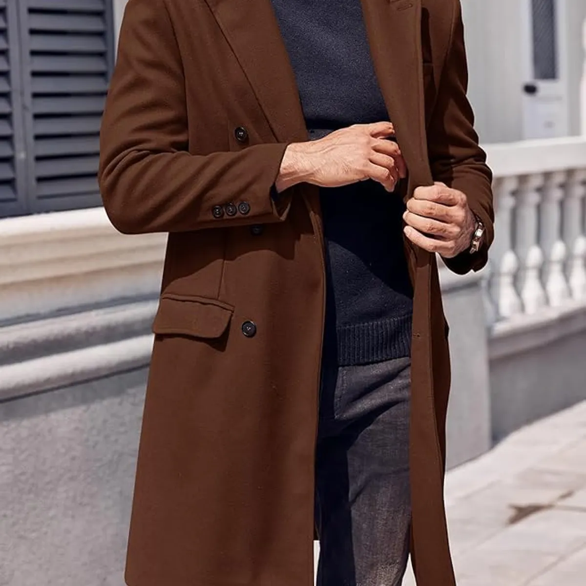TIOZONEY - Gabardina de cuello para hombres