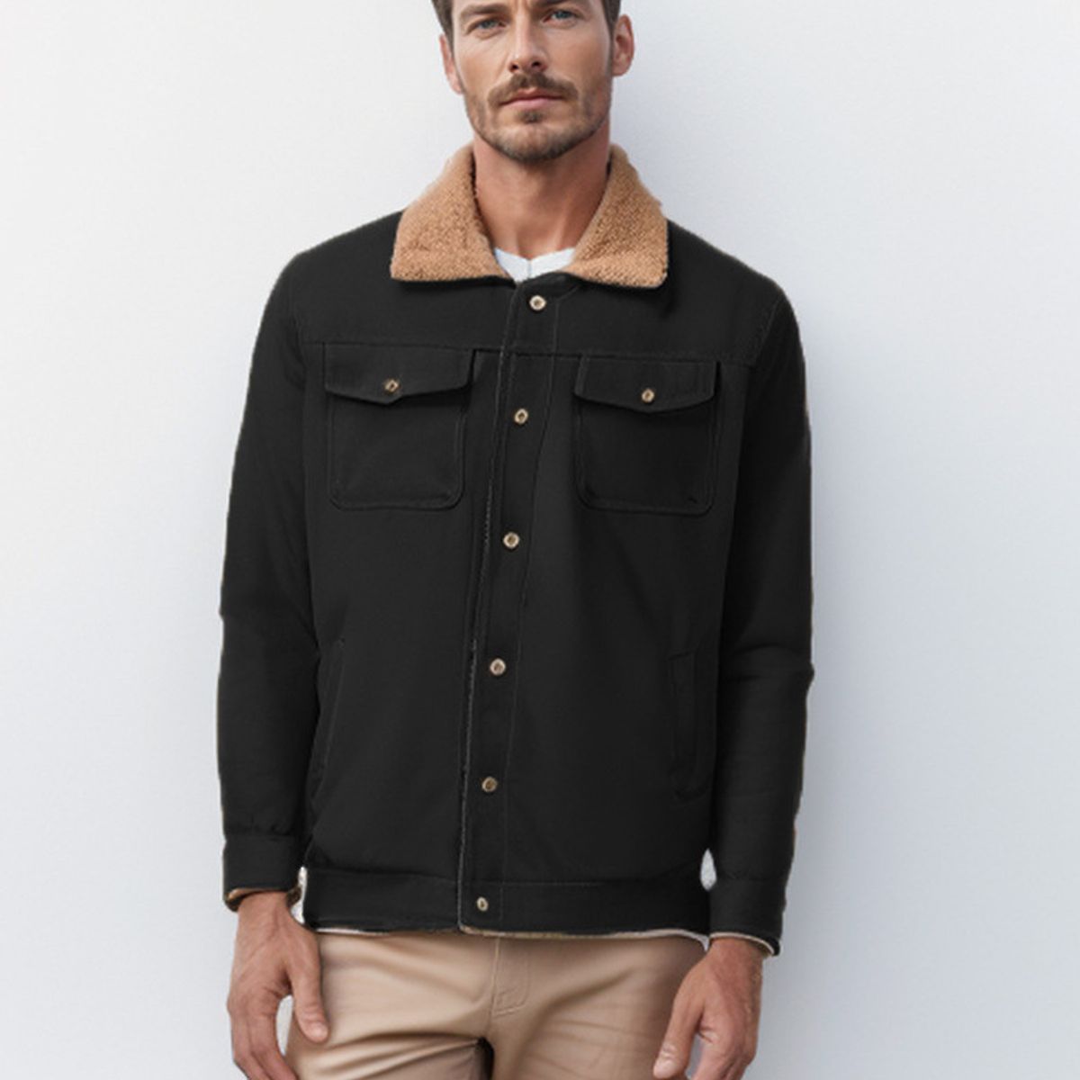 TIOZONEY - Chaqueta de solapa de invierno para hombres