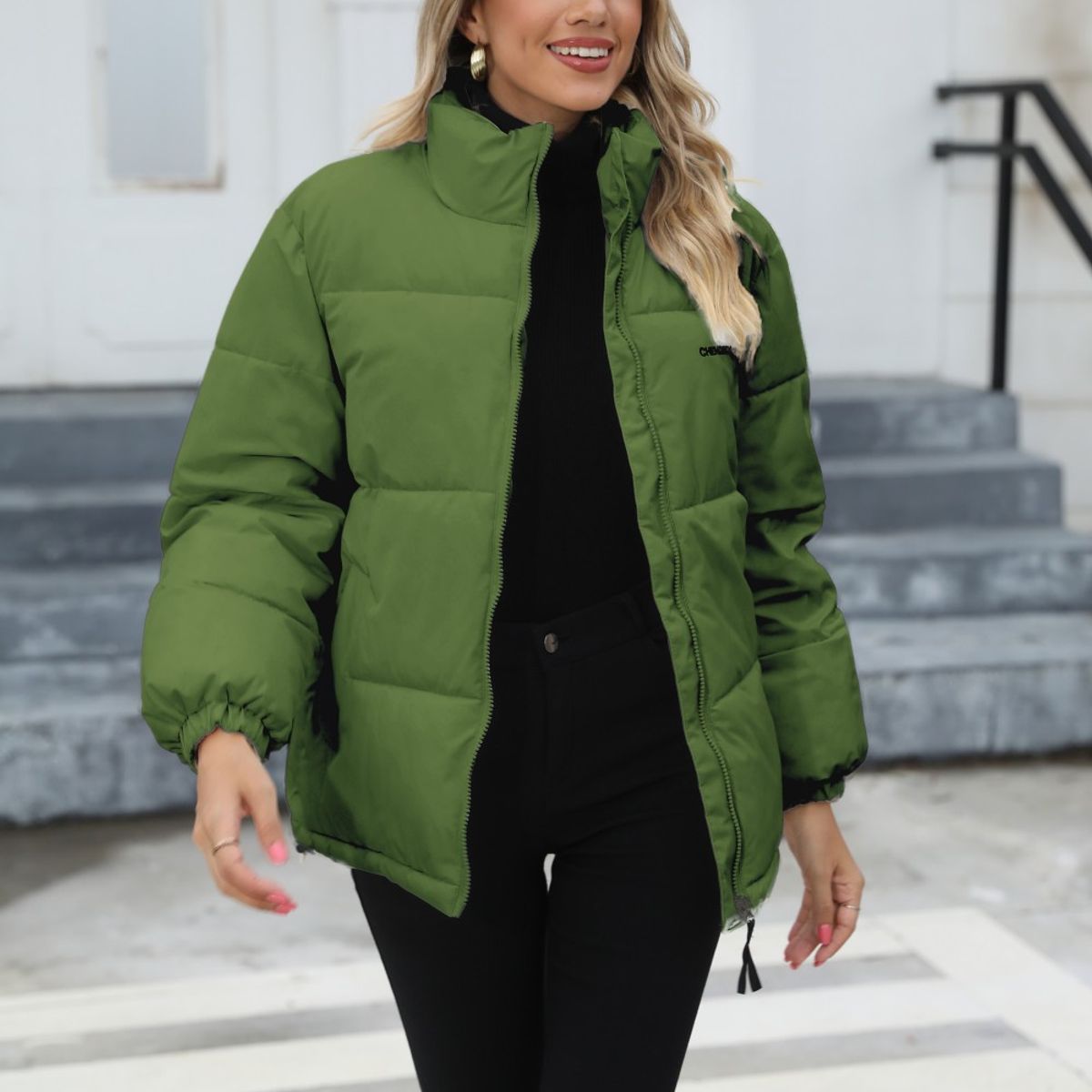 TIOZONEY - Parka Manga Larga Mujer - Verde