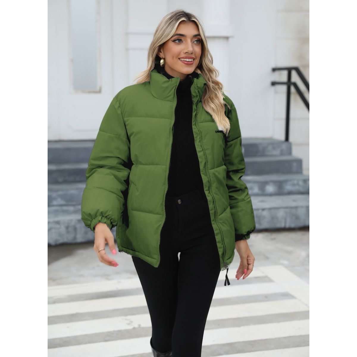 TIOZONEY - Parka Manga Larga Mujer - Verde