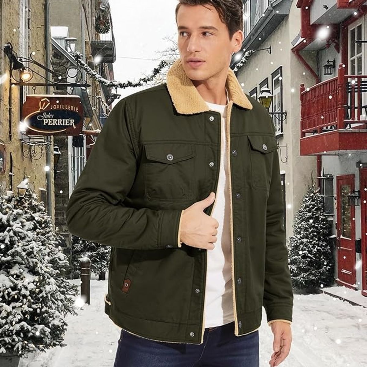TIOZONEY - Chaqueta de solapa de invierno para hombres