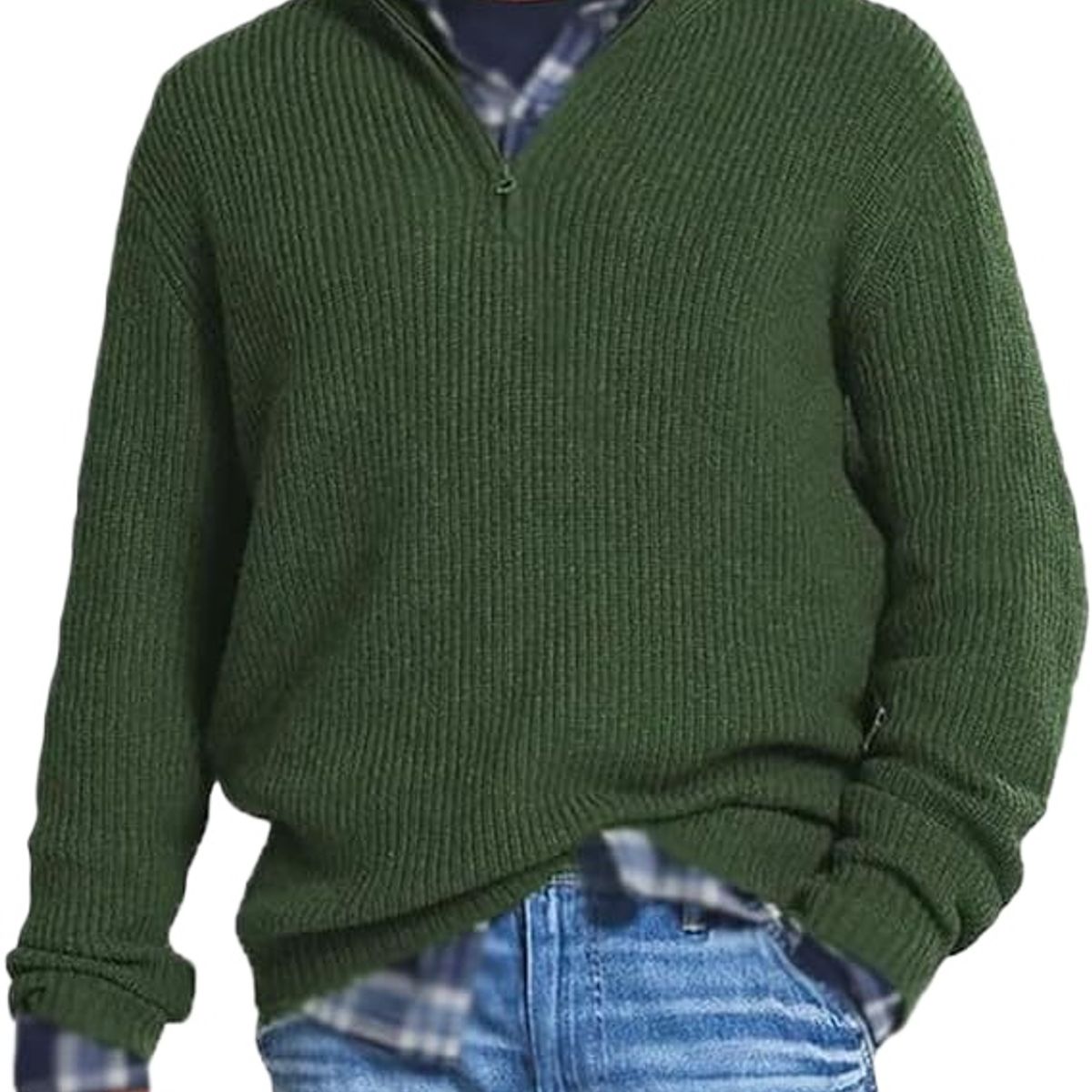 TIOZONEY - Suéter de hombre con cremallera y cuello alto