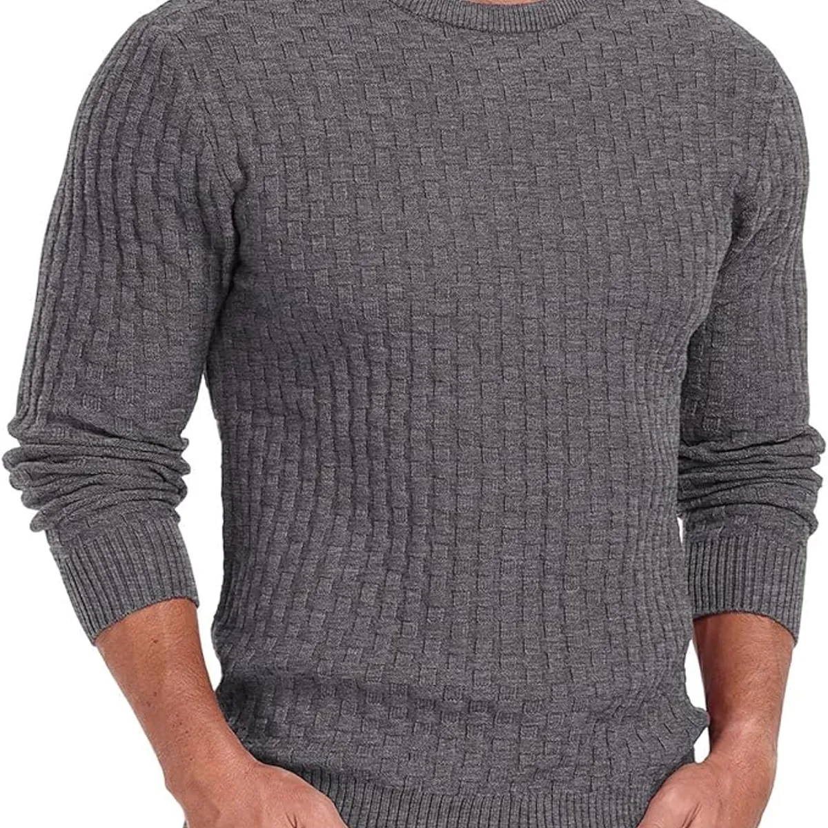 TIOZONEY - Suéter de hombre con cuello redondo