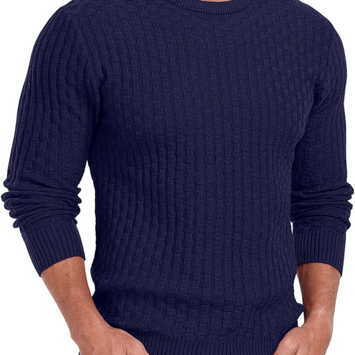 TIOZONEY - Suéter de hombre con cuello redondo
