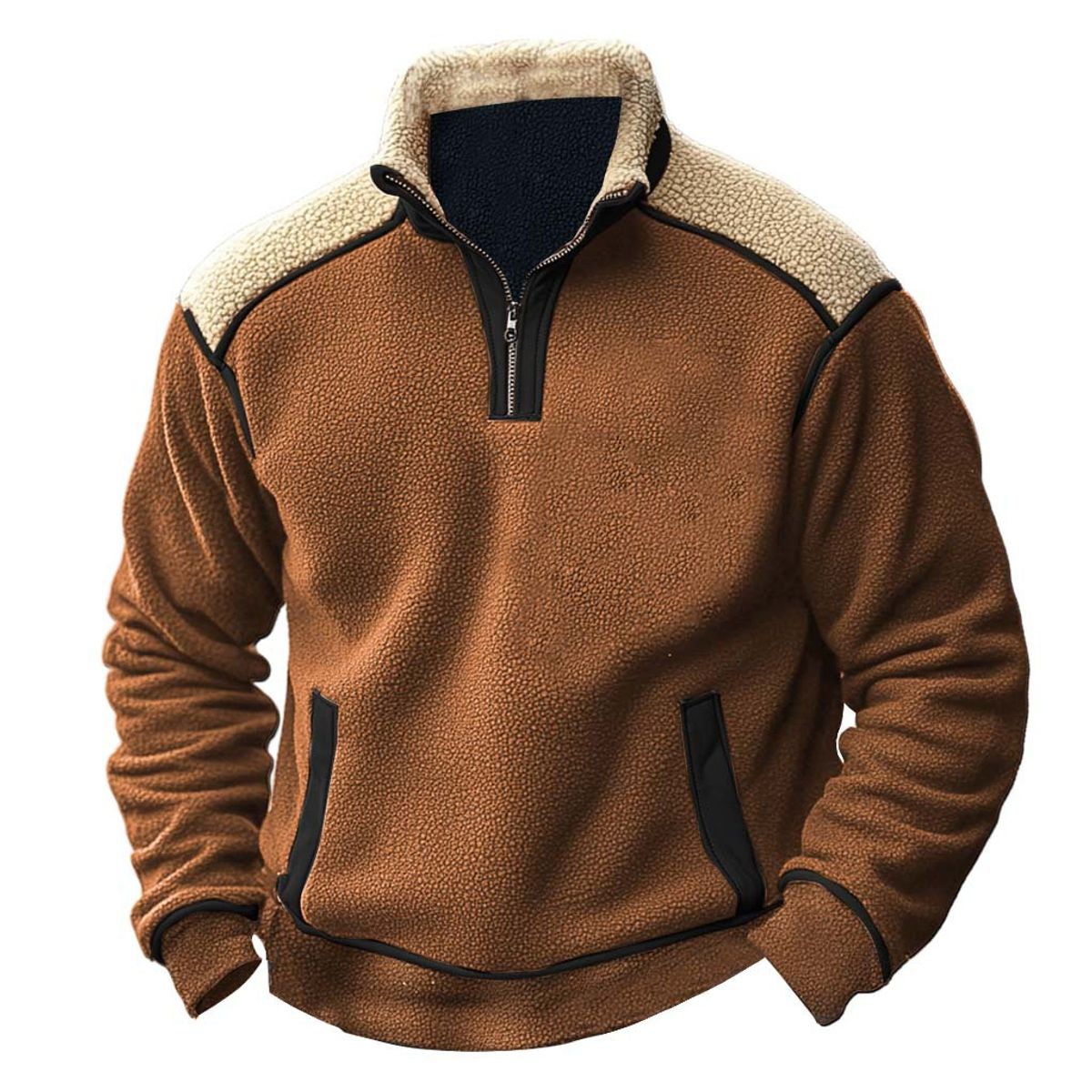 TIOZONEY - Sudadera de hombre con cremallera y cuello alto