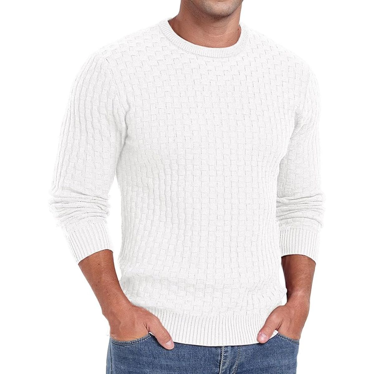 TIOZONEY - Suéter de hombre con cuello redondo