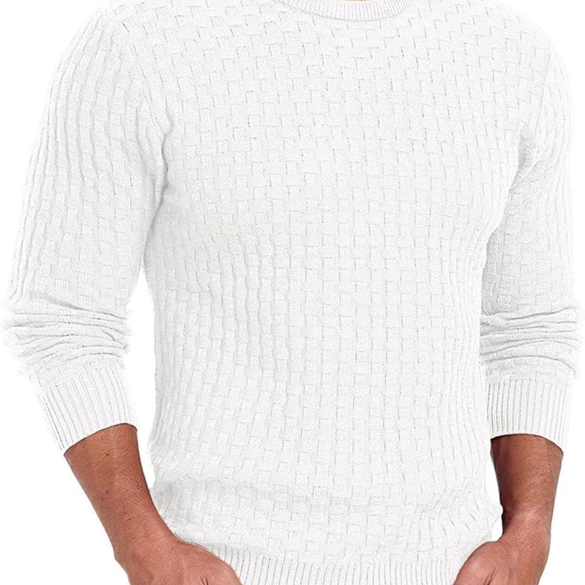 TIOZONEY - Suéter de hombre con cuello redondo