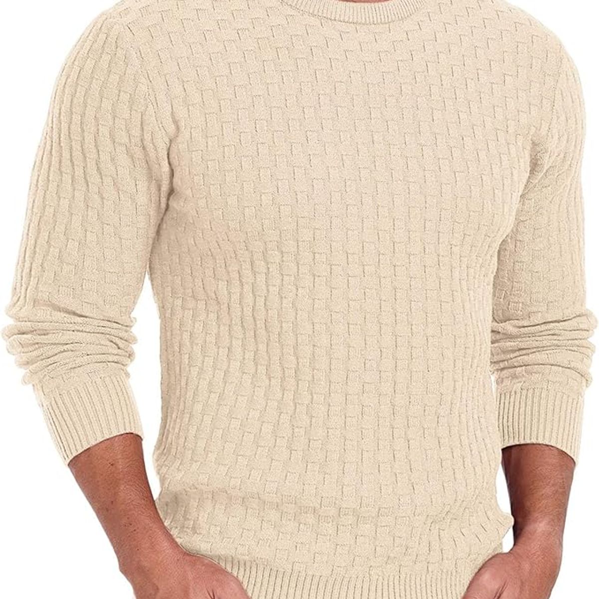 TIOZONEY - Suéter de hombre con cuello redondo