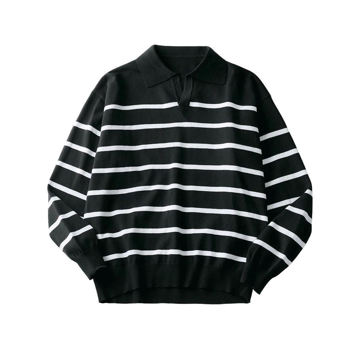 TIOZONEY - Suéter polo de punto para hombres de manga larga