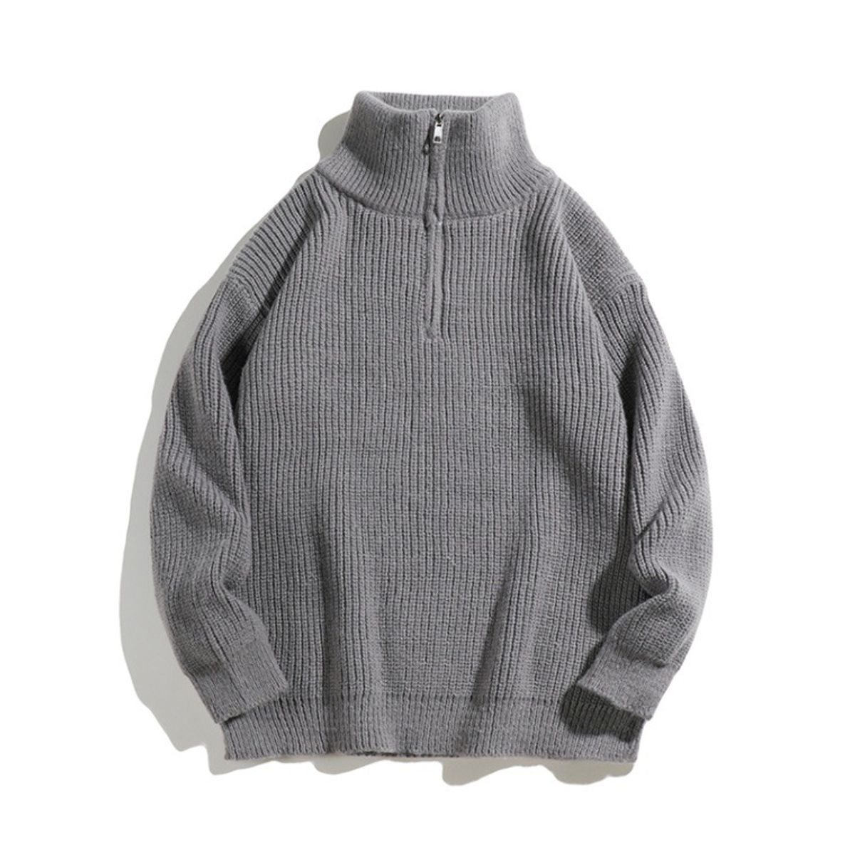 TIOZONEY - Suéter grueso de punto sólido para hombres