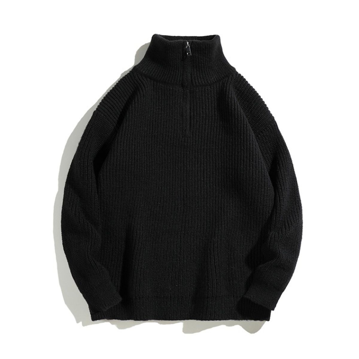 TIOZONEY - Suéter grueso de punto sólido para hombres