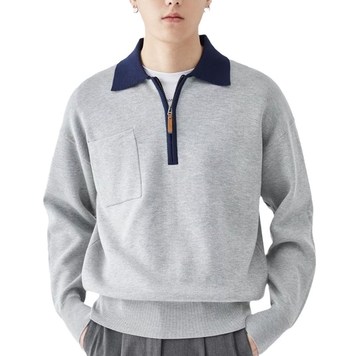 TIOZONEY - Camisa de solapa de manga larga para hombres