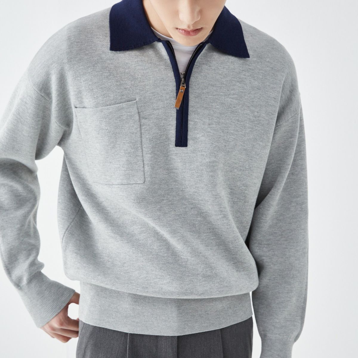 TIOZONEY - Camisa de solapa de manga larga para hombres