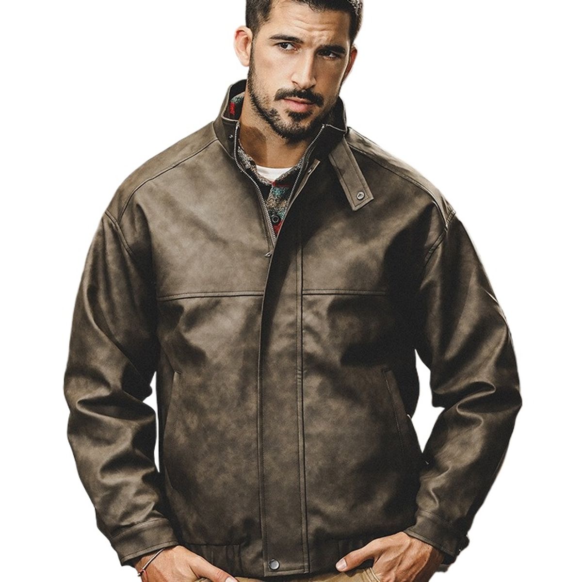 TIOZONEY - Chaqueta de solapa masculina blusa retro