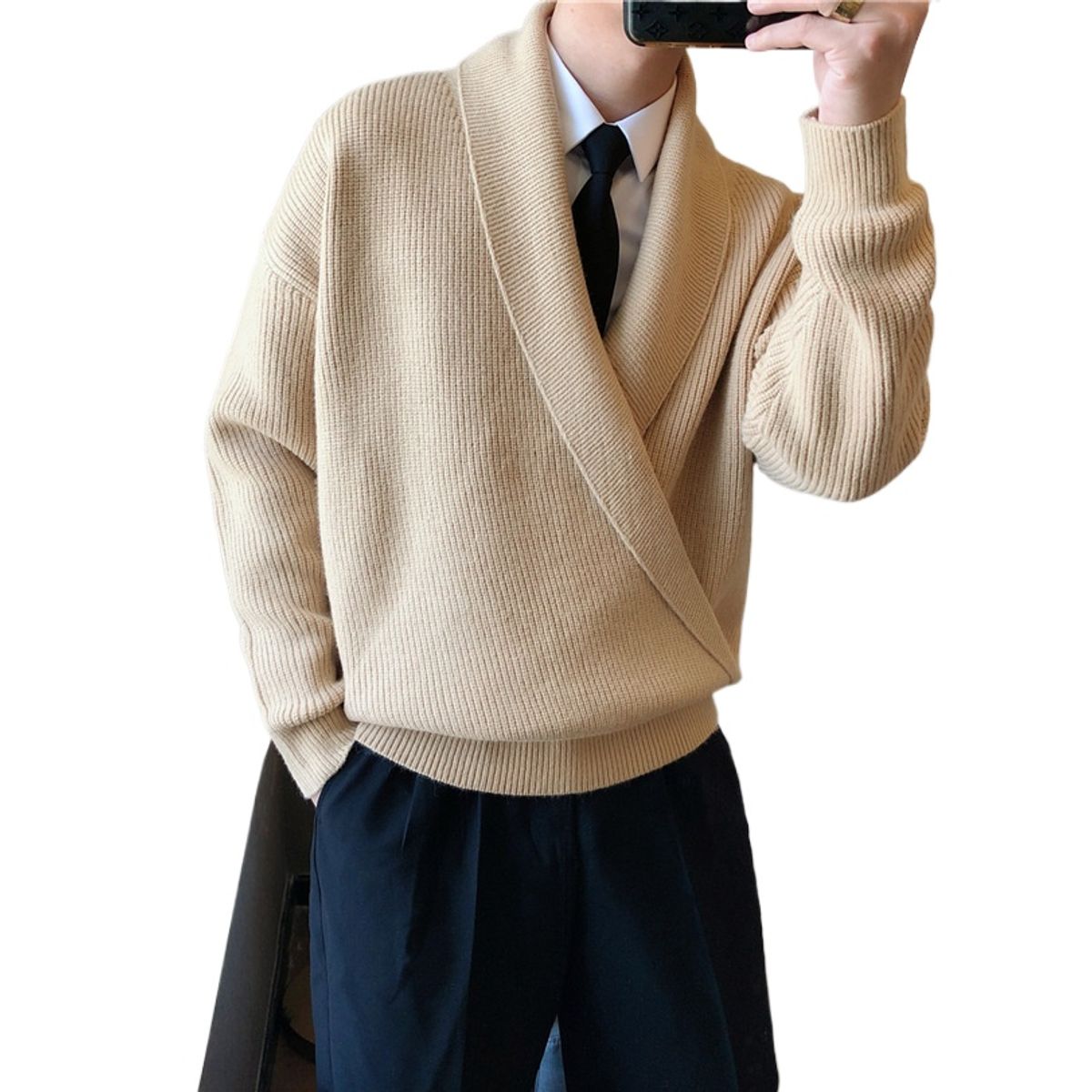 TIOZONEY - Chaqueta de suéter de lana para hombres