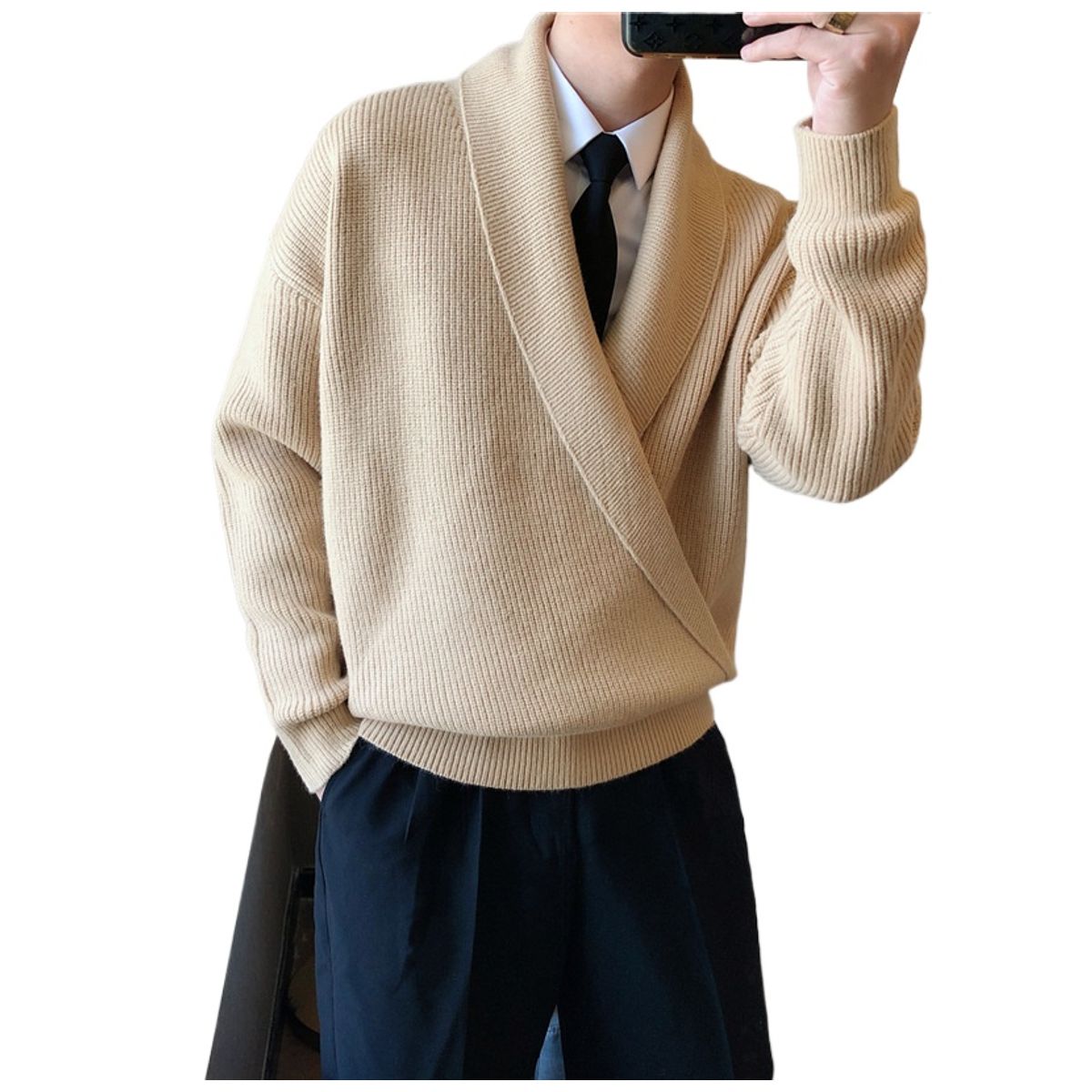 TIOZONEY - Chaqueta de suéter de lana para hombres