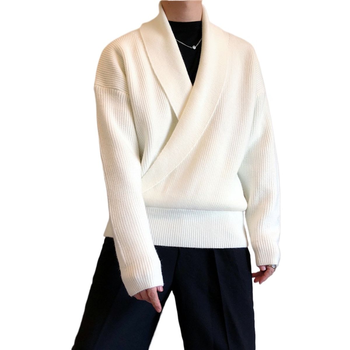 TIOZONEY - Chaqueta de suéter de lana para hombres