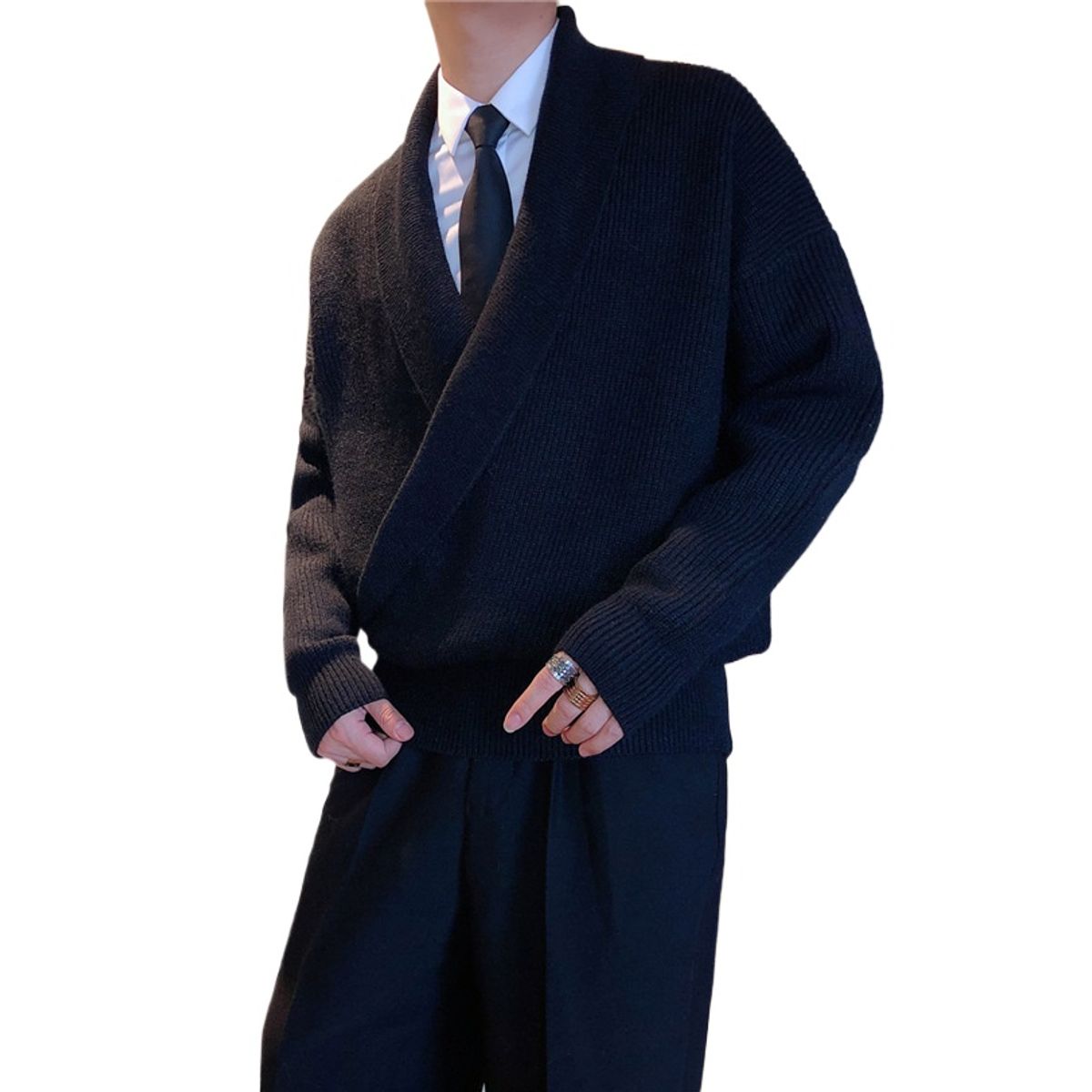 TIOZONEY - Chaqueta de suéter de lana para hombres