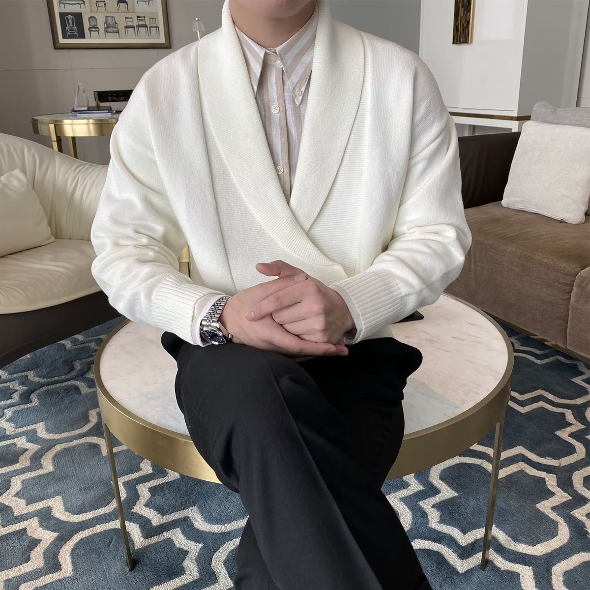 TIOZONEY - Chaqueta de suéter de lana para hombres