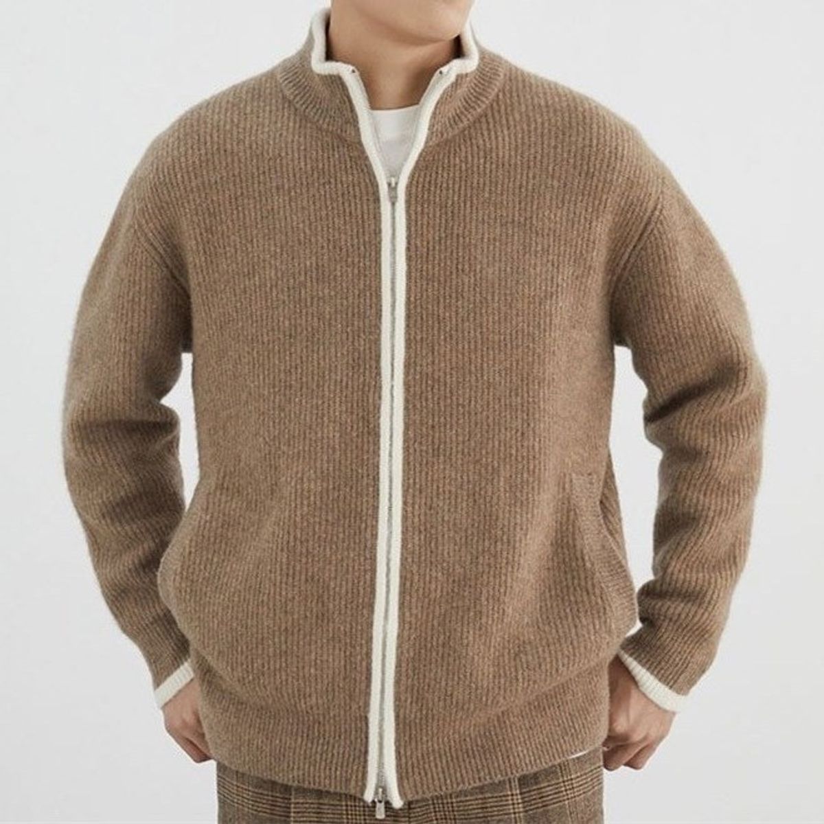 TIOZONEY - Chaqueta de suéter de lana para hombres