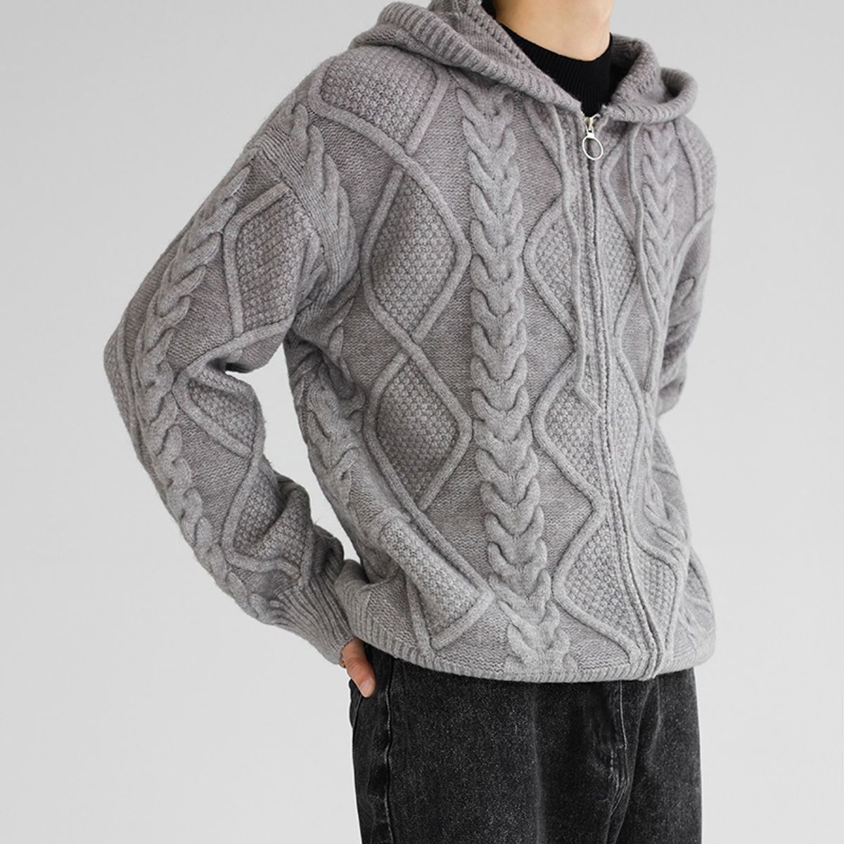 TIOZONEY - Chaqueta de suéter de lana para hombres