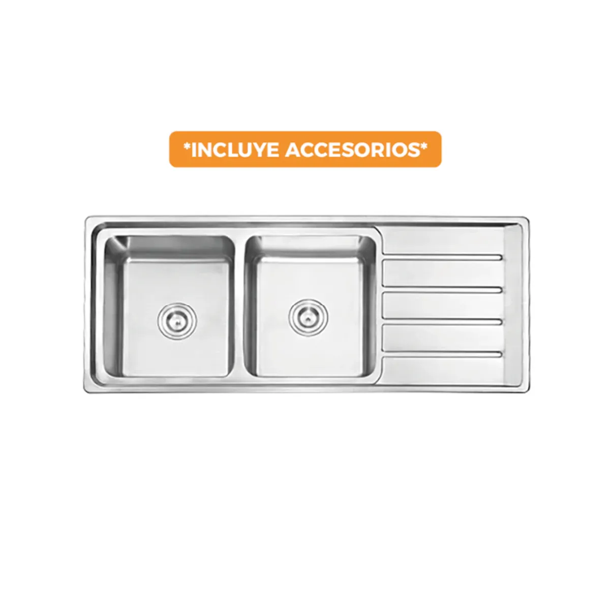 FRATELLI - LAVADERO DE COCINA DOBLE POZA CON ESCURRIDOR SATINADO LP-12050