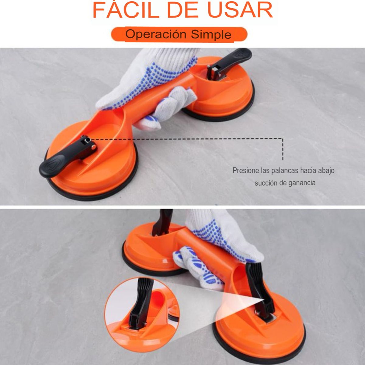 GENERICO - VENTOSA PROFESIONAL 110KG DE 2 COPAS DE SUCCIÓN VIDRIO PORCELANATO CERÁMICA MÁRMOL