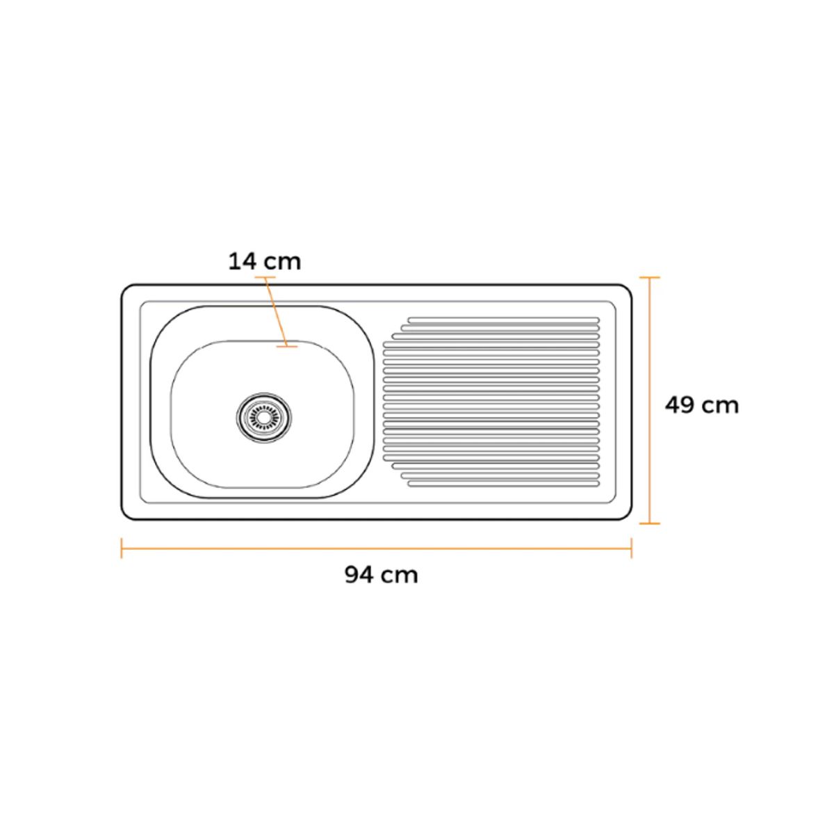 FRATELLI - LAVADERO DE COCINA ACERO CON ESCURRIDERO SATINADO  LP-9449