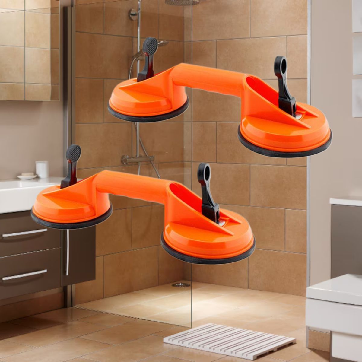 GENERICO - PACK 2 VENTOSA ELEVADOR PROFESIONAL 110KG DE 2 COPAS DE SUCCIÓN VIDRIO PORCELANATO CERÁMICA