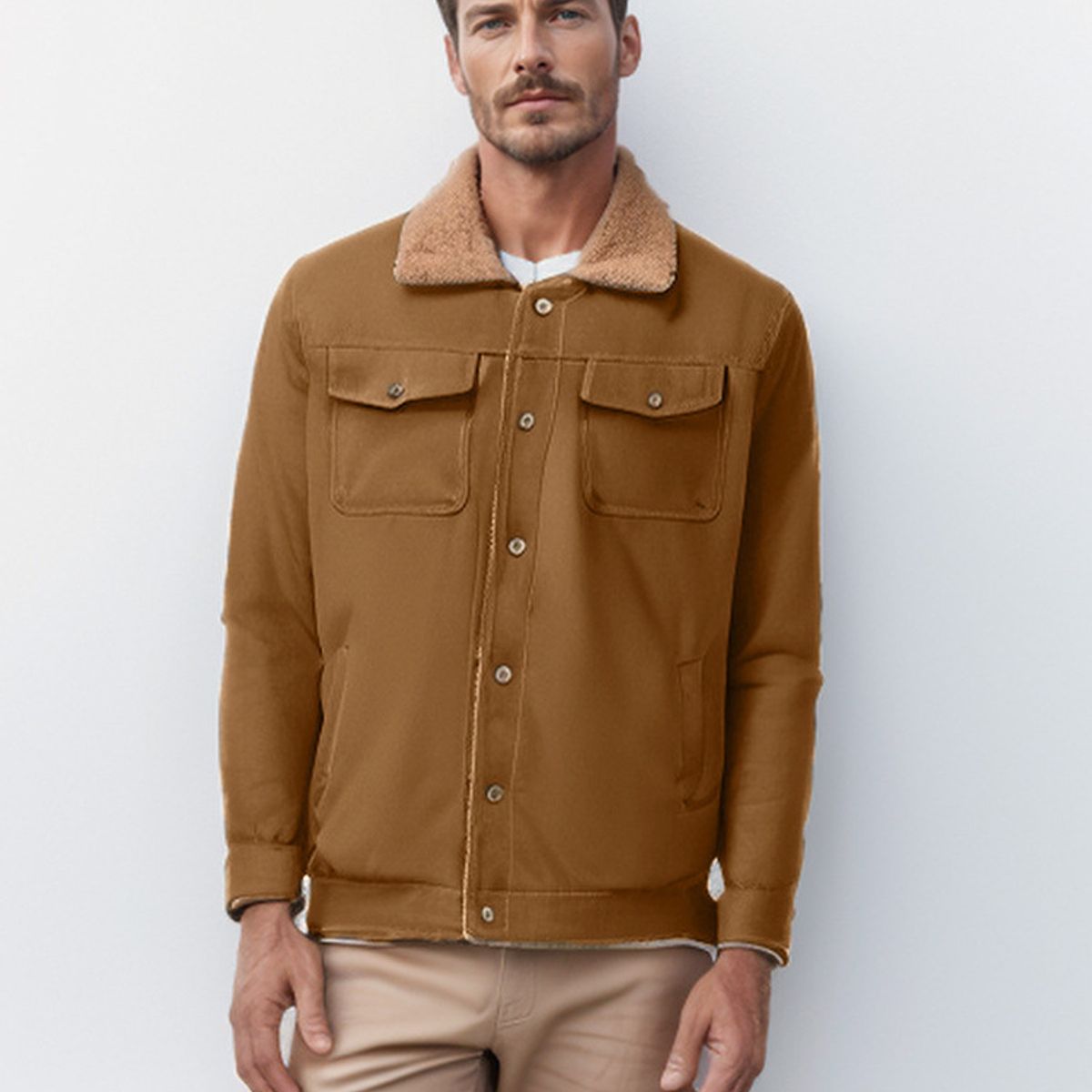 TIOZONEY - Chaqueta de solapa de invierno para hombres
