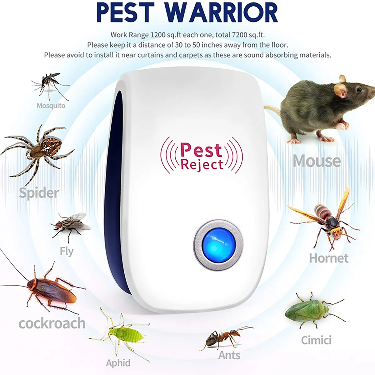 GENERICO - Repelente ultrasónico de Zancudos moscas y ratas