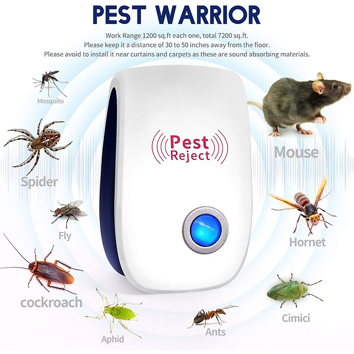 GENERICO - Repelente ultrasónico de Zancudos moscas y ratas