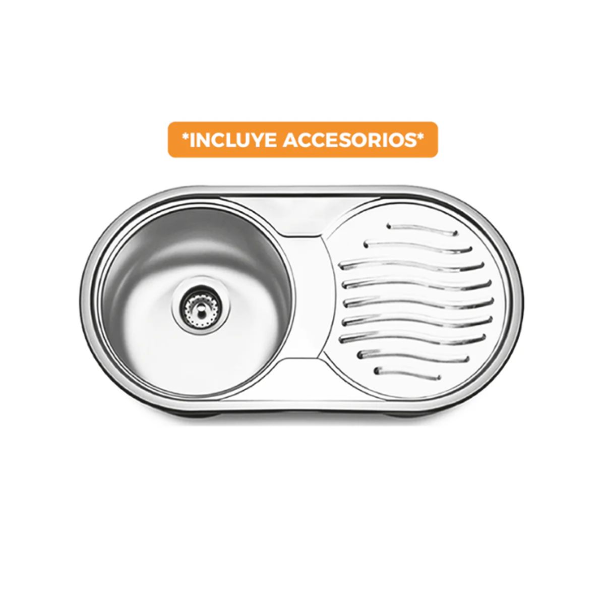 FRATELLI - LAVADERO DE COCINA SEMIDUETO CON ESCURRIDERO SATINADO LD-8545