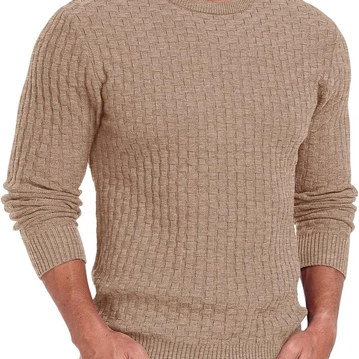 TIOZONEY - Suéter de hombre con cuello redondo