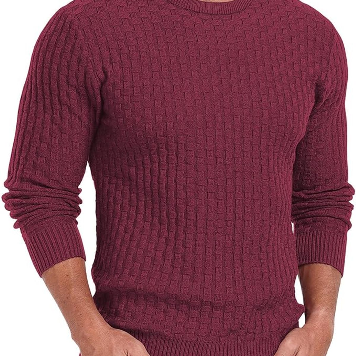 TIOZONEY - Suéter de hombre con cuello redondo