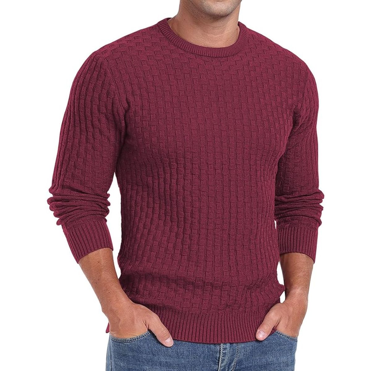 TIOZONEY - Suéter de hombre con cuello redondo