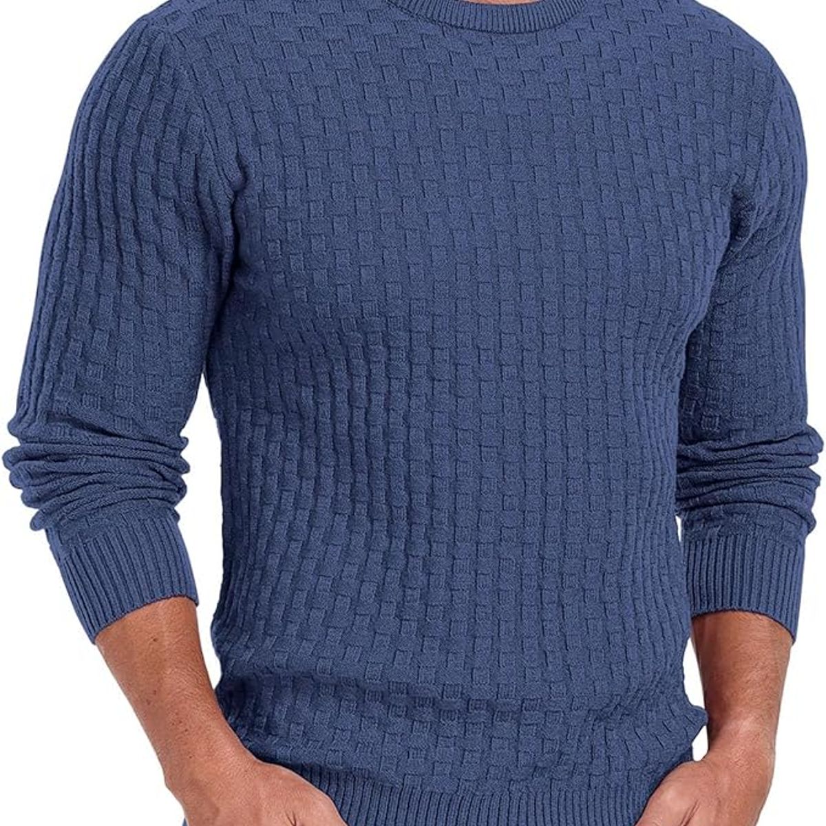 TIOZONEY - Suéter de hombre con cuello redondo