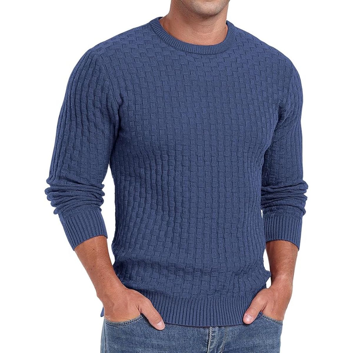 TIOZONEY - Suéter de hombre con cuello redondo