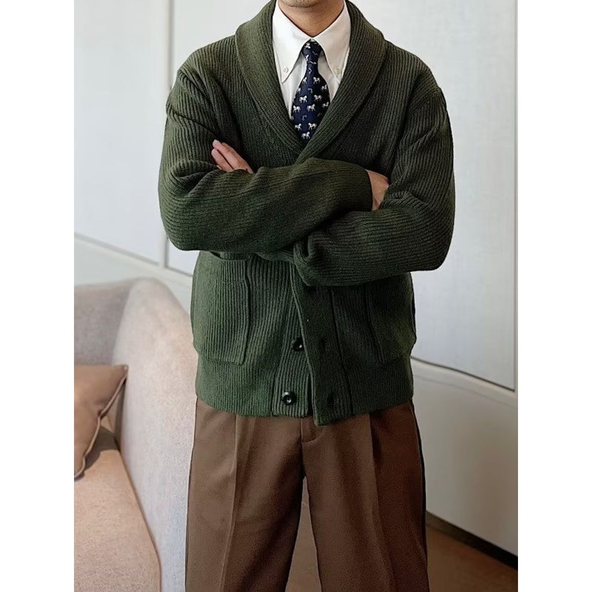 TIOZONEY - Chaqueta de suéter de lana para hombres