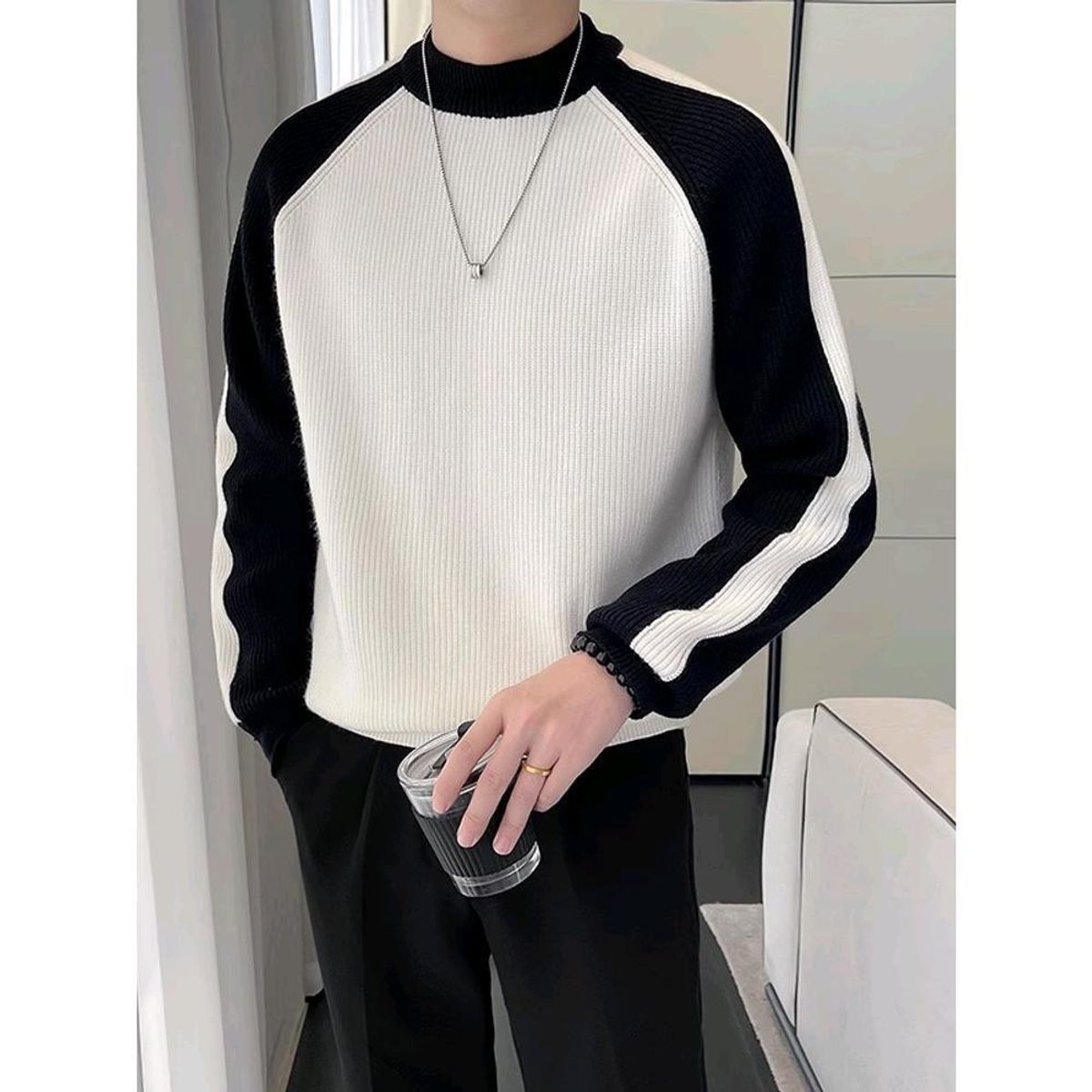 TIOZONEY - Sudadera de cuello redondo para hombres