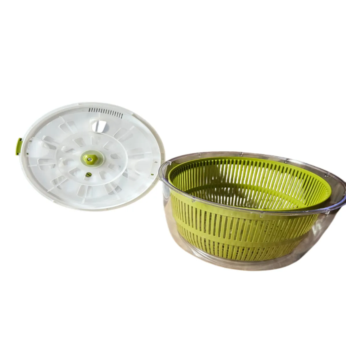 GENERICO - SECADOR GIRATORIO DE ENSALADA SECADO RÁPIDO ESCURRIDOR VERDE