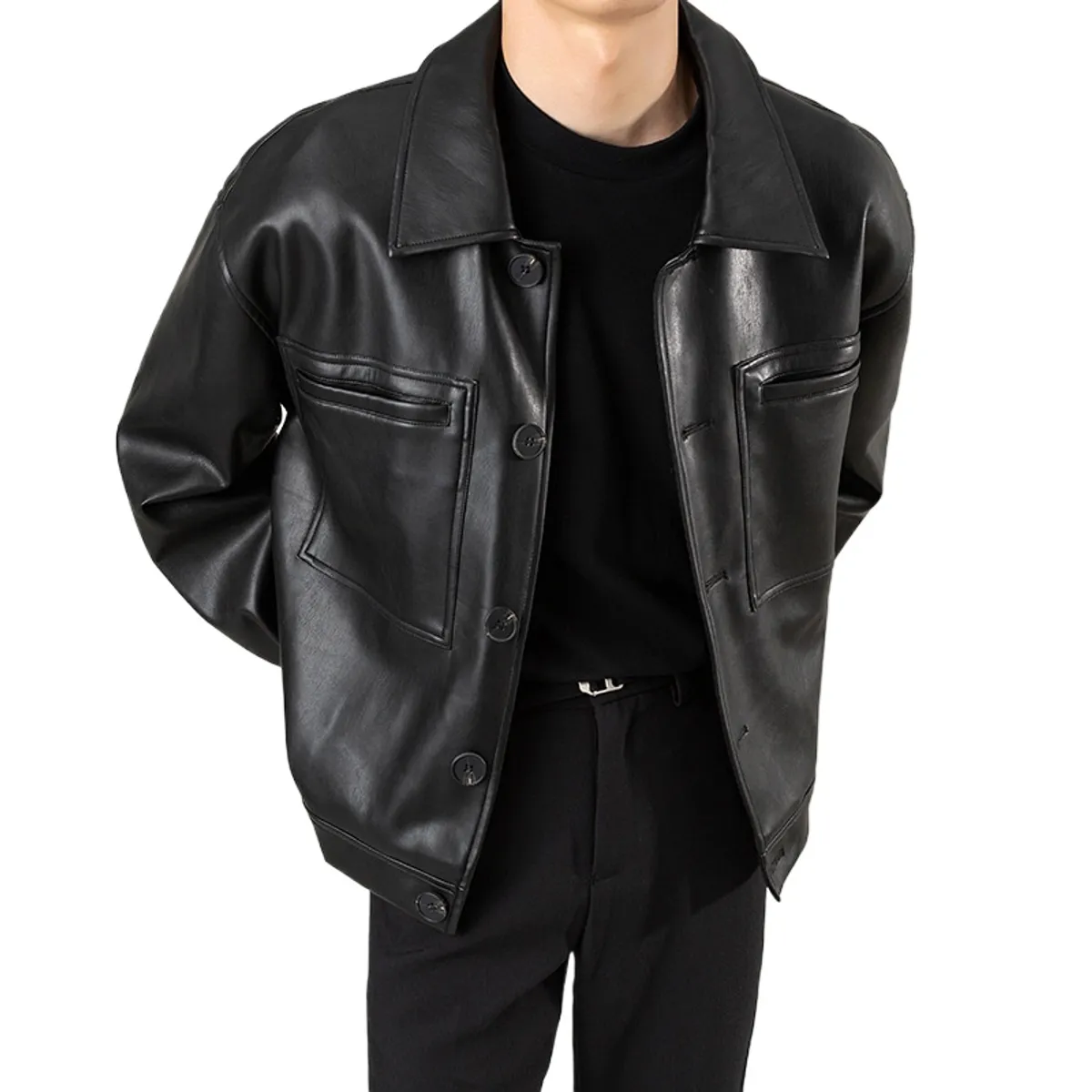 TIOZONEY - Chaqueta de PU para motocicletas masculinas