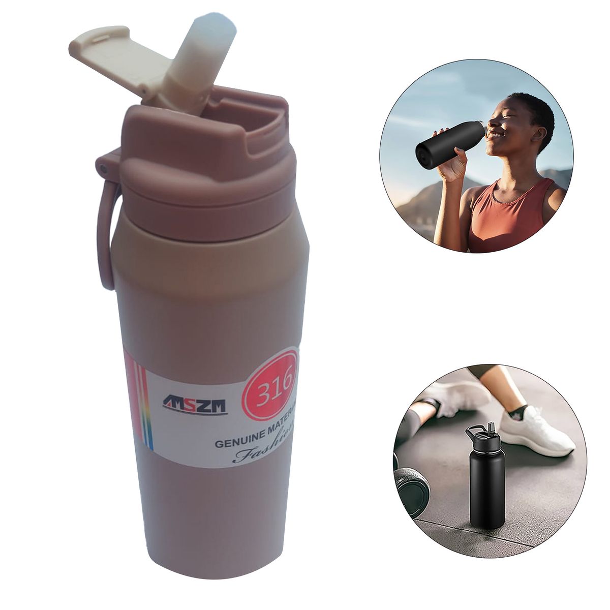 GENERICO - Botella térmica deportiva Tomatodo de Acero Inoxidable Marron