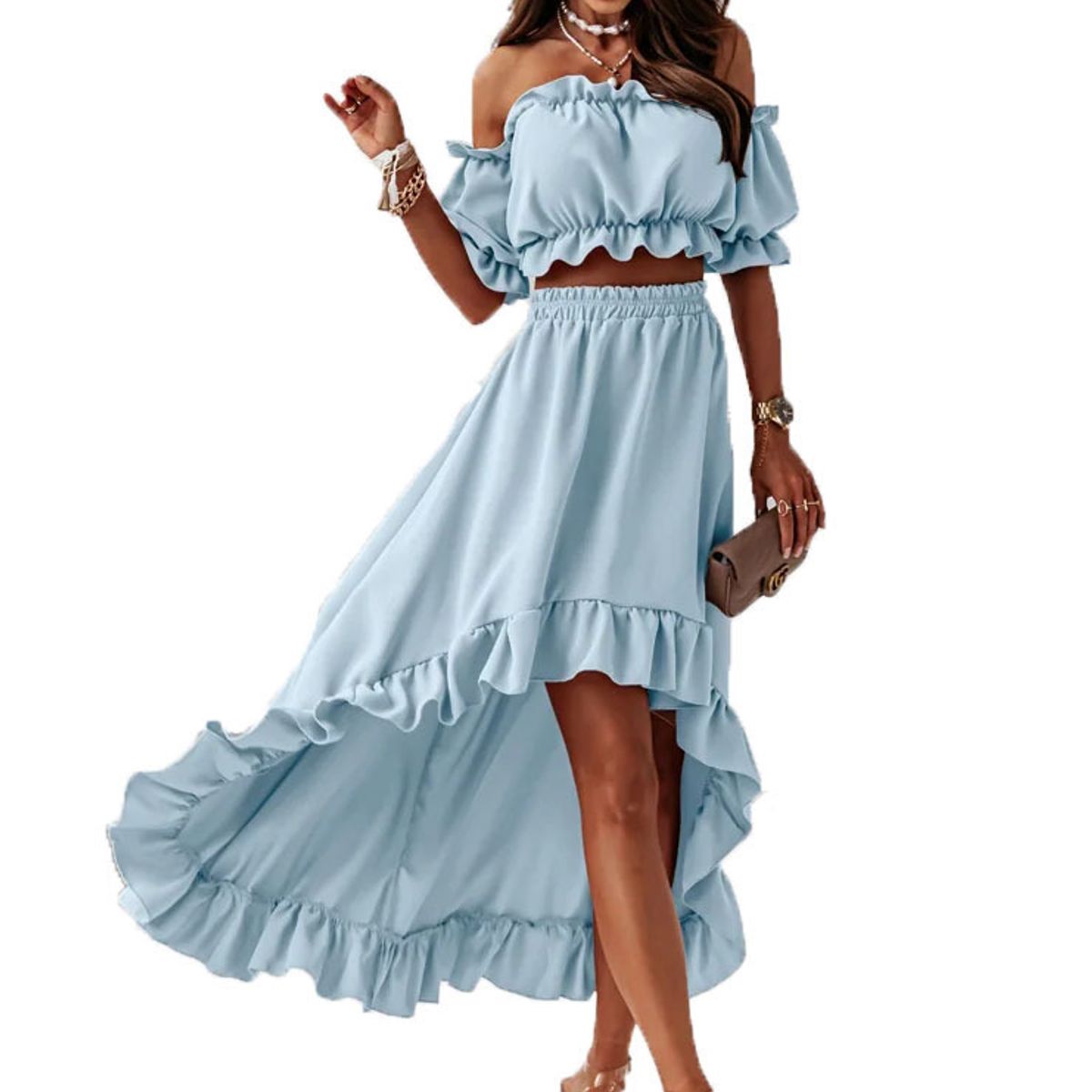 TIOZONEY - Vestido Largo Mujer Azul