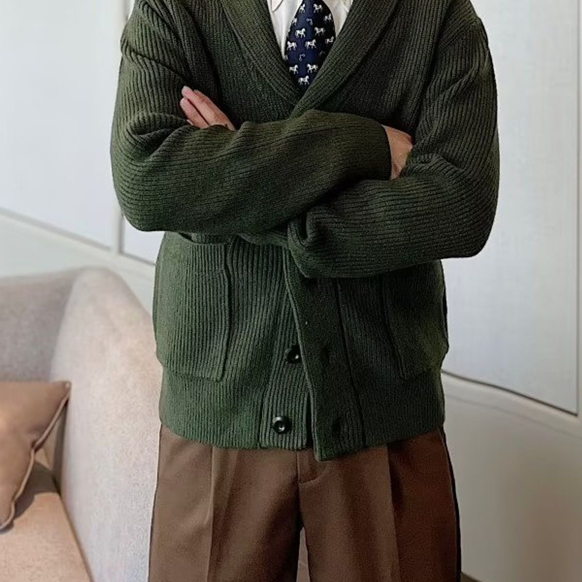 TIOZONEY - Chaqueta de suéter de lana para hombres