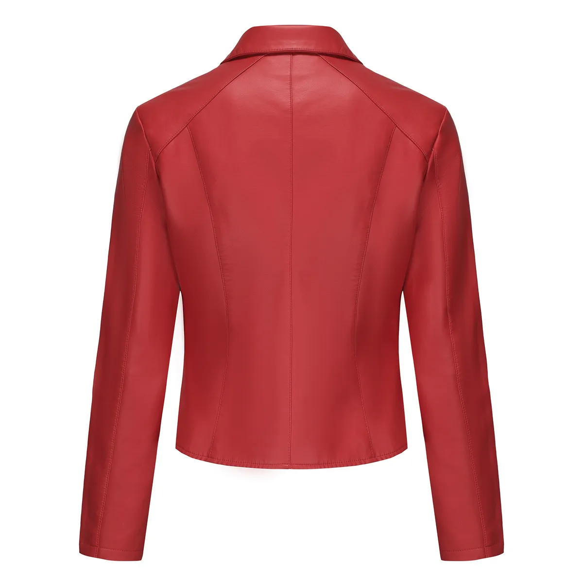 TIOZONEY - Chaqueta de PU con tachuelas para mujer-Rojo