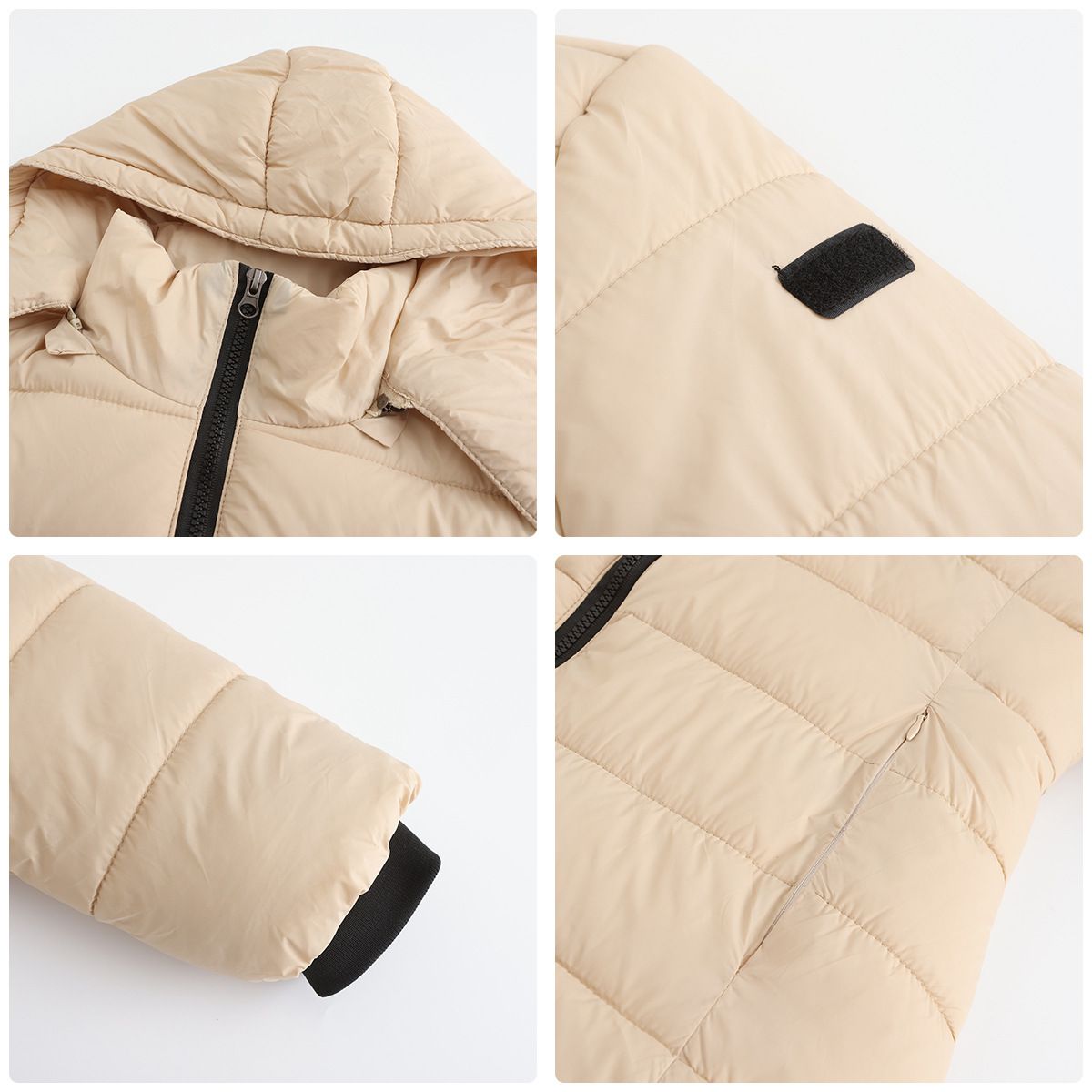 TIOZONEY - Parka Manga Larga Mujer - Beige