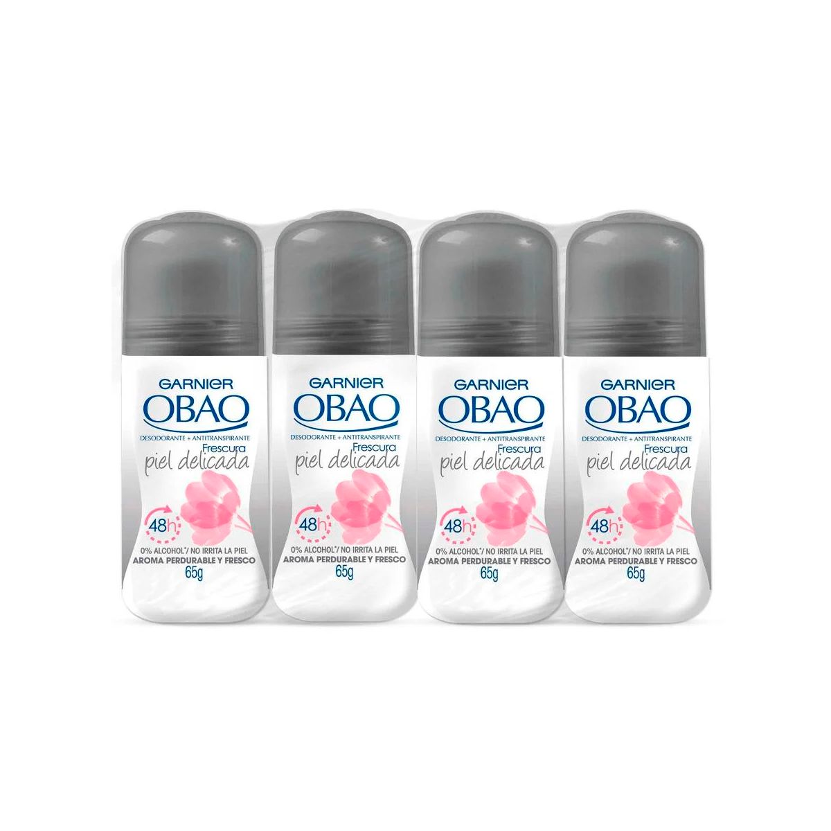 GARNIER - KIT x4 Desodorante Roll on Mujer Obao Piel Delicada