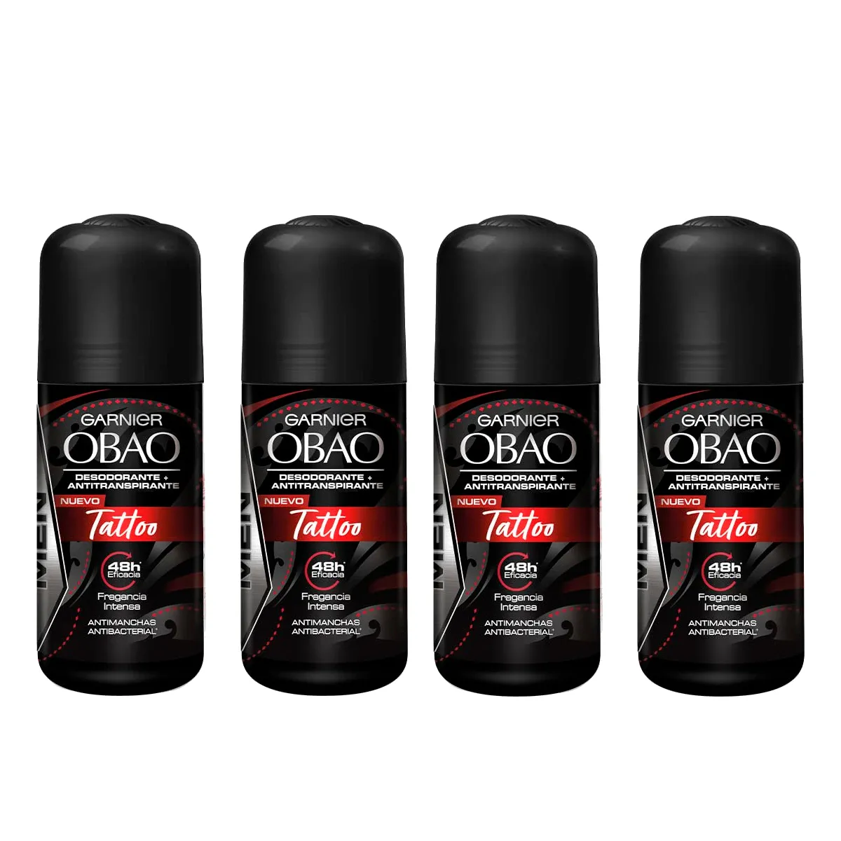 GARNIER - KIT x4 Desodorante roll on de hombre obao tattoo