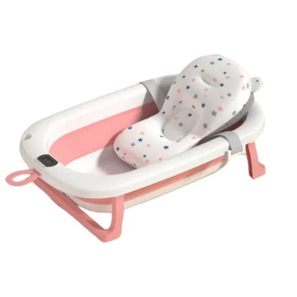 GENERICO - BAÑERA PARA BEBE PLEGABLE CON TERMOMETRO Y COJIN PREMIUM
